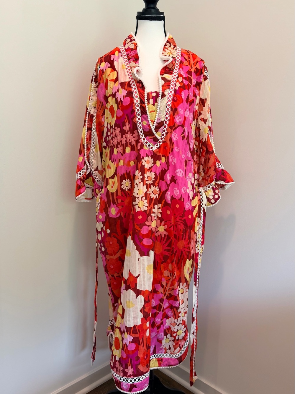 Lesley Evers Brianna Garden Party Pink Dress | XL | 100% Cotton | Pockets - Picture 4 of 13
